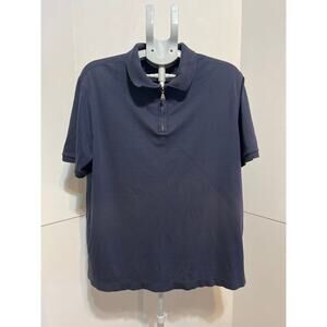 Murano Liquid Luxury Men’s Polo Shirt XL Navy Blue Zip Collar Short Sleeve